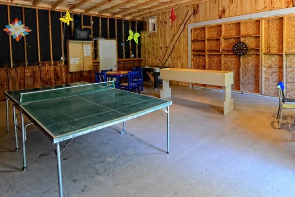 Salle de jeux avec table de ping-pong